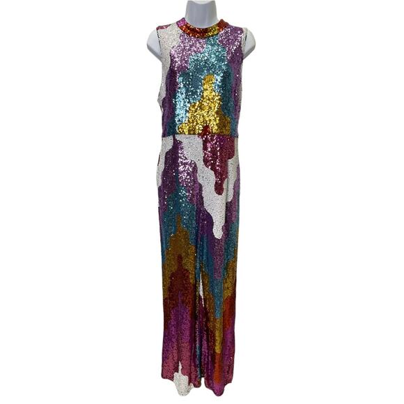 Anthropologie Hutch Abstract Sequin Jumpsuit - Size Small - Picture 4 of 9
